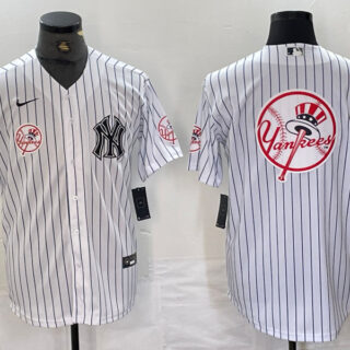 Men's New York Yankees White Team Big Logo Cool Base Stitched Baseball Jersey