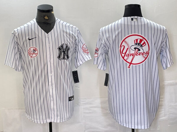 Men's New York Yankees White Team Big Logo Cool Base Stitched Baseball Jersey