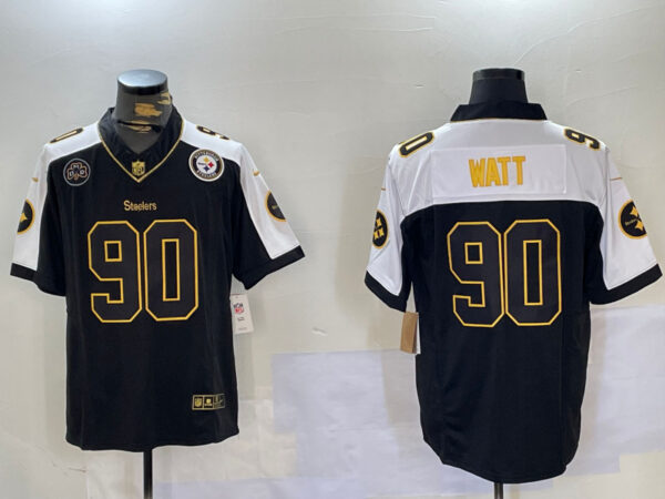 Men's Nike Pittsburgh Steelers #90 T. J. Watt Black Team Color Stitched NFL Vapor Untouchable Limited Jerseys