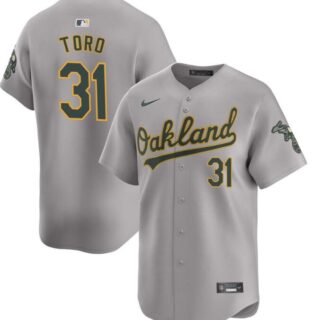 Men's Oakland Athletics #31 Abraham Toro Grey 2024 Away Limited Stitched Jersey