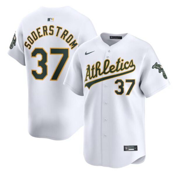 Men's Oakland Athletics #37 Tyler Soderstrom White Home Limited Stitched Jersey