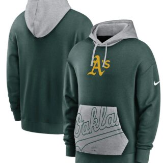 Men's Oakland Athletics Nike Green Gray Heritage Tri Blend Pullover Hoodie