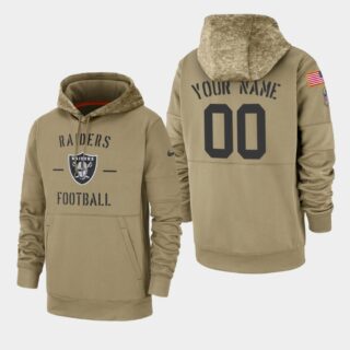 Men's Oakland Raiders #00 Custom 2019 Salute to Service Sideline Therma Hoodie - Tan