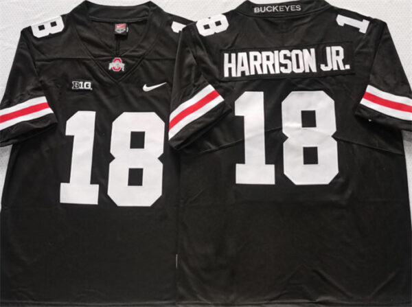 Men's Ohio State Buckeyes #18 Harrinson Jr Black White Stitched Jersey