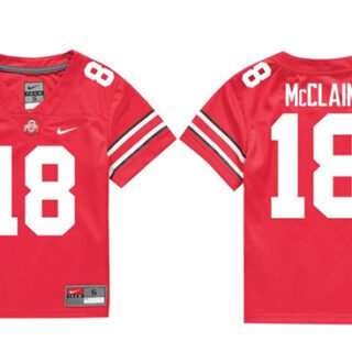 Men's Ohio State Buckeyes #18 Jaylen McClain Red Stitched Football Jersey
