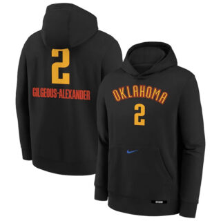 Men's Oklahoma City Thunder #2 Shai Gilgeous-Alexander Black 2024 25 City Edition Fleece Club Pullover Hoodie
