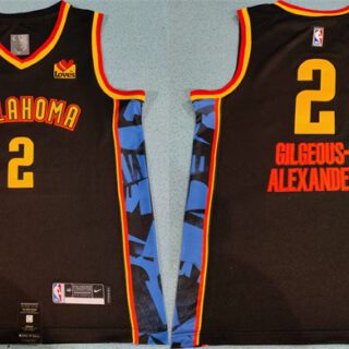 Men's Oklahoma City Thunder #2 Shai Gilgeous-Alexander Black 2024-25 City Edition Stitched Basketball Jersey