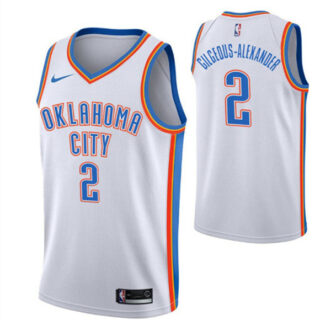Men's Oklahoma City Thunder #2 Shai Gilgeous-Alexander White Stitched Basketball Jersey