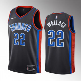Men's Oklahoma City Thunder #22 Cason Wallace Black 2023 Draft City Edition Stitched Basketball Jersey