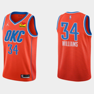 Men's Oklahoma City Thunder #34 Kenrich Williams Orange Stitched Basketball Jersey