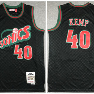 Men's Oklahoma City Thunder #40 Shawn Kemp Black 1995-96 Throwback SuperSonics Stitched Jersey