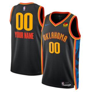 Men's Oklahoma City Thunder Active Player Custom Black 2024 25 City Edition Stitched Basketball Jersey