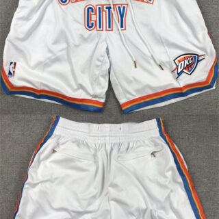 Men's Oklahoma City Thunder White Shorts (Run Small)
