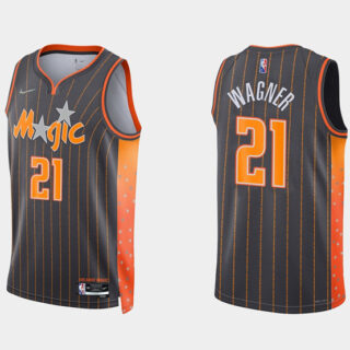 Men's Orlando Magic #21 Moritz Wagner 2021 22 City Edition Black 75th Anniversary Stitched Swingman Jersey