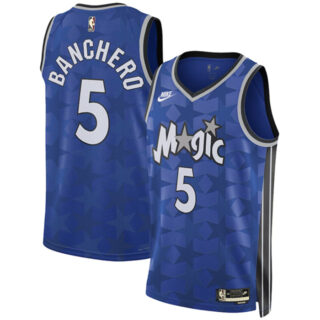 Men's Orlando Magic #5 Paolo Banchero Blue 2023 24 Classic Edition Stitched Basketball Jersey