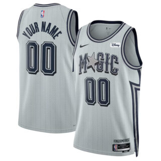 Men's Orlando Magic Active Player Custom Silver 2024 25 City Edition Stitched Basketball Jersey