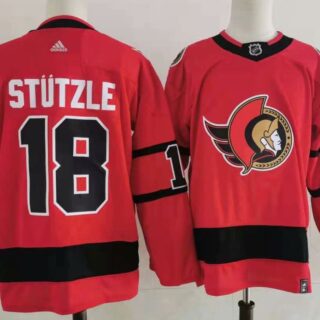 Men's Ottawa Senators #18 Tim Stutzle Red 2021 Retro Stitched NHL Jersey