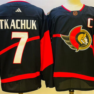 Men's Ottawa Senators #7 Brady Tkachuk Black Stitched Jersey