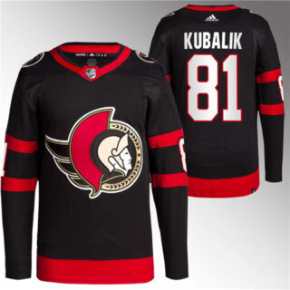 Men's Ottawa Senators #81 Dominik Kubalik Black Premier Breakaway Stitched Jersey
