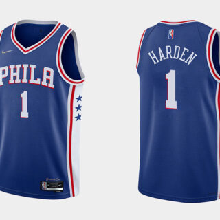 Men's Philadelphia 76ers #1 James Harden Royal Icon Edition Swingman Stitched Jersey