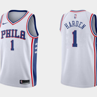 Men's Philadelphia 76ers #1 James Harden White Association Edition Swingman Stitched Jersey
