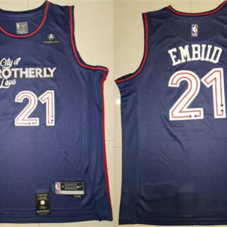 Men's Philadelphia 76ers #21 Joel Embiid Navy Stitched Basketball Jersey