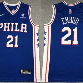 Men's Philadelphia 76ers #21 Joel Embiid Royal 75th Anniversary Icon Edition Swingman Stitched Jersey