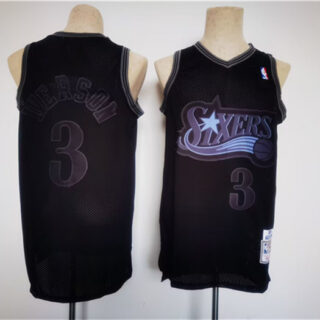 Men's Philadelphia 76ers #3 Allen Iverson Black Throwback Basketball Jersey