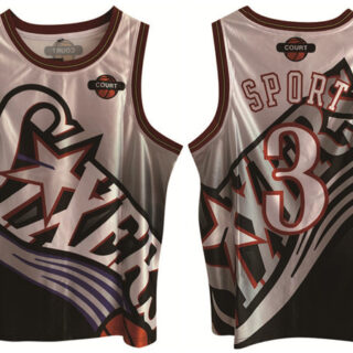 Men's Philadelphia 76ers #3 Allen Iverson White Black Print Basketball Jersey