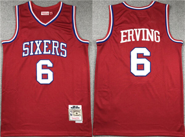 Men's Philadelphia 76ers #6 Julius Erving Red Throwback Basketball Jersey