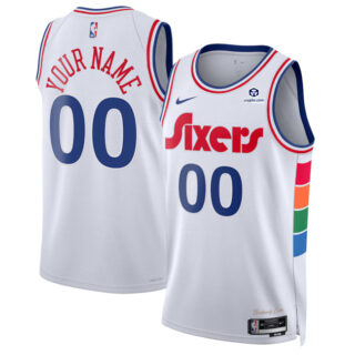 Men's Philadelphia 76ers Active Player Custom White 2024 25 City Edition Stitched Jersey
