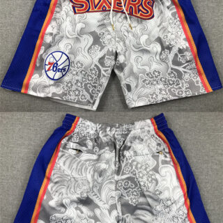 Men's Philadelphia 76ers Grey Blue Shorts (Run Small)