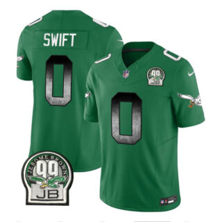 Men's Philadelphia Eagles #0 D'Andre Swift Green 2023 F.U.S.E. Throwback Vapor Untouchable Limited Stitched Football Jersey