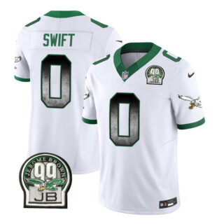 Men's Philadelphia Eagles #0 D'Andre Swift White 2023 F.U.S.E. Throwback Vapor Untouchable Limited Stitched Football Jersey