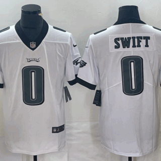 Men's Philadelphia Eagles #0 D'Andre Swift White Vapor Limited Stitched Football Jersey