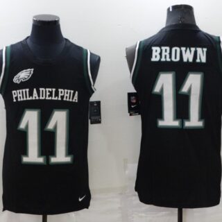 Men's Philadelphia Eagles #11 A. J. Brown Black Limited Tank Top Stitched Jersey