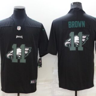 Men's Philadelphia Eagles #11 A. J. Brown Black Shadow Logo Limited Stitched Jersey