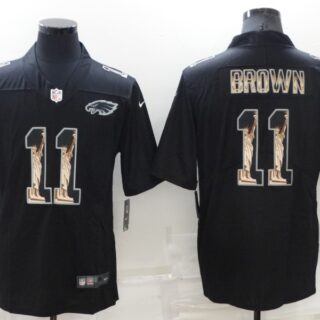 Men's Philadelphia Eagles #11 A. J. Brown Black Statue Of Liberty Limited Stitched Jersey