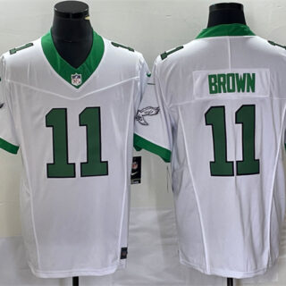Men's Philadelphia Eagles #11 A. J. Brown White 2023 F.U.S.E. Vapor Untouchable Stitched Football Jersey