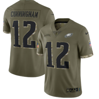 Men's Philadelphia Eagles #12 Randall Cunningham Olive 2022 Salute To Service Limited Stitched Jersey