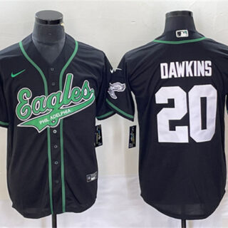 Men's Philadelphia Eagles #20 Brian Dawkins Black Cool Base Stitched Baseball Jersey