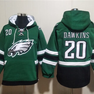 Men's Philadelphia Eagles #20 Brian Dawkins Green Ageless Must-Have Lace-Up Pullover Hoodie