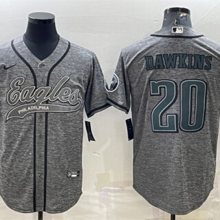 Men's Philadelphia Eagles #20 Brian Dawkins Grey With Patch Cool Base Stitched Baseball Jersey