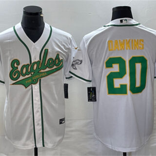 Men's Philadelphia Eagles #20 Brian Dawkins White Gold Cool Base Stitched Baseball Jersey