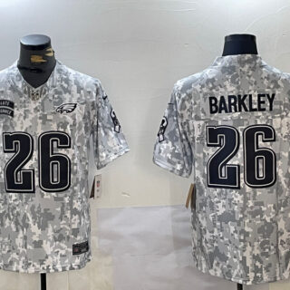 Men's Philadelphia Eagles #26 Saquon Barkley 2024 F.U.S.E Arctic Camo Salute To Service Limited Stitched Football Jersey