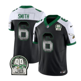 Men's Philadelphia Eagles #6 DeVonta Smith Black White 2023 F.U.S.E. Throwback Vapor Untouchable Limited Stitched Football Jersey