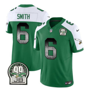Men's Philadelphia Eagles #6 DeVonta Smith Green White 2023 F.U.S.E. Throwback Vapor Untouchable Limited Stitched Football Jersey