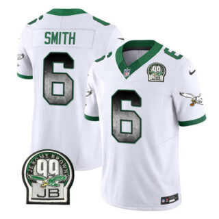 Men's Philadelphia Eagles #6 DeVonta Smith White 2023 F.U.S.E. Throwback Vapor Untouchable Limited Stitched Football Jersey