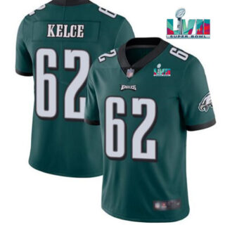 Men's Philadelphia Eagles #62 Jason Kelce Green Super Bowl LVII Patch Vapor Untouchable Limited Stitched Jersey