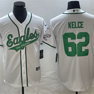 Men's Philadelphia Eagles #62 Jason Kelce White Cool Base Stitched Baseball Jersey